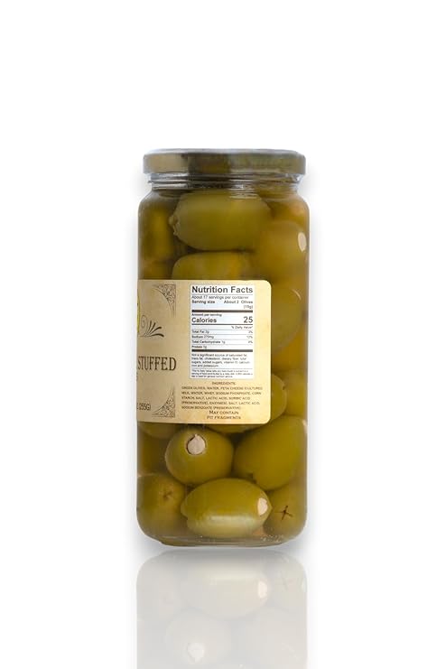 Buc-ee’s Stuffed Olives 9oz Jar – Gourmet Snack in Blue Cheese, Garlic, Feta & Jalapeño Flavors