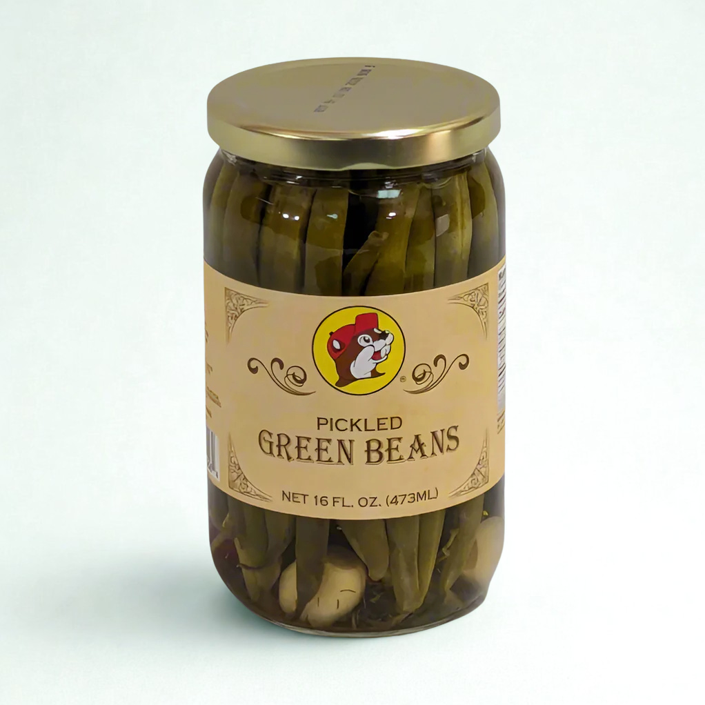 Buc-ee’s Pickled Green Beans – Crunchy, Tangy Gluten-Free Snack in 16 oz Glass Jar with Bold Texas Flavor