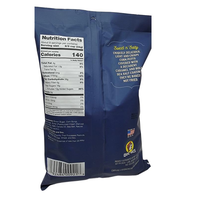 Buc-ee’s Sea Salt Caramel Beaver Nuggets – Sweet & Crunchy Puffed Corn Snack, 10 oz Bag