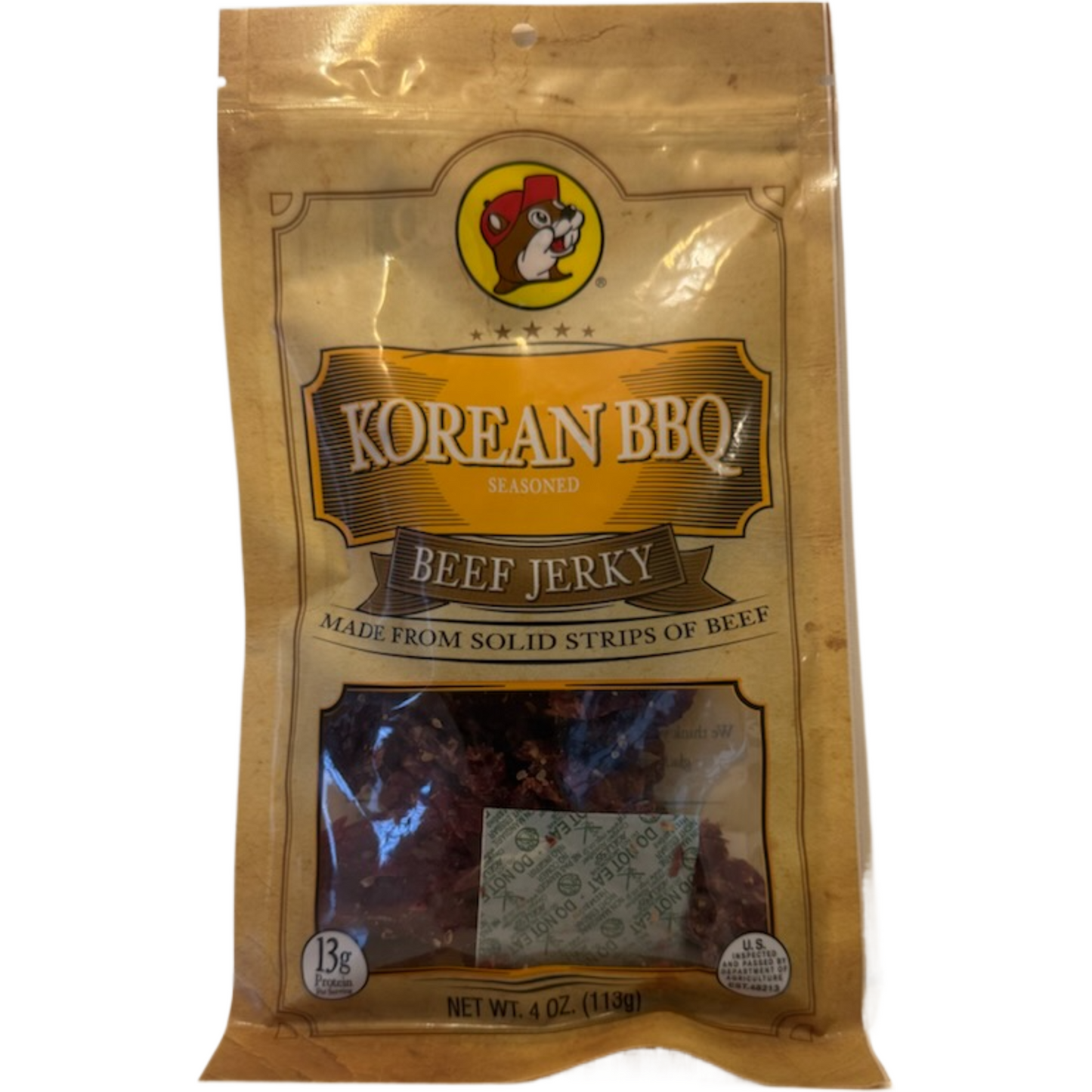 Buc-ees Korean BBQ Beef Jerky 4oz package savory smoky meat snack