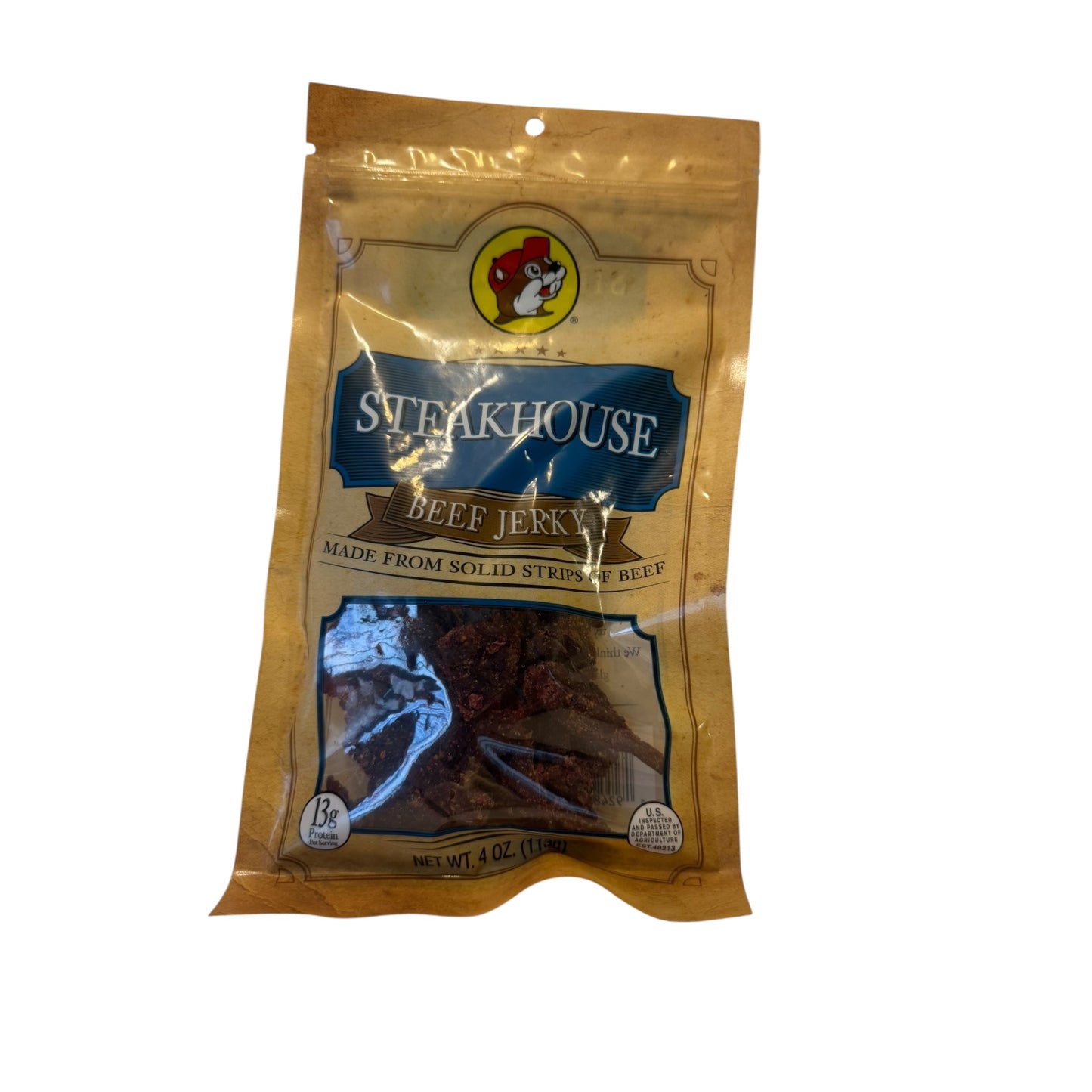 Buc-ees Steakhouse Beef Jerky 4oz package savory classic meat snack