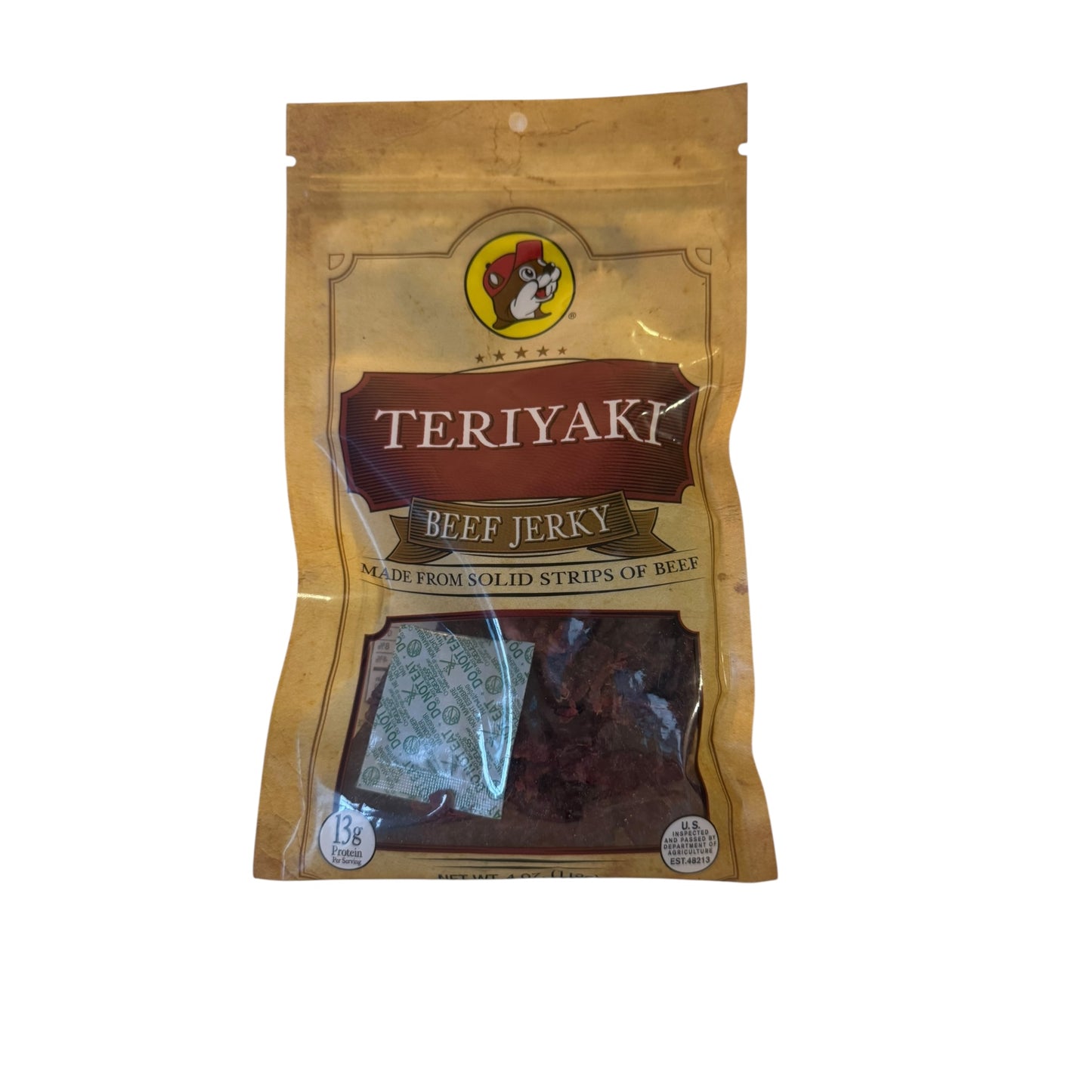 Buc-ees Teriyaki Beef Jerky 4oz package savory sweet meat snack