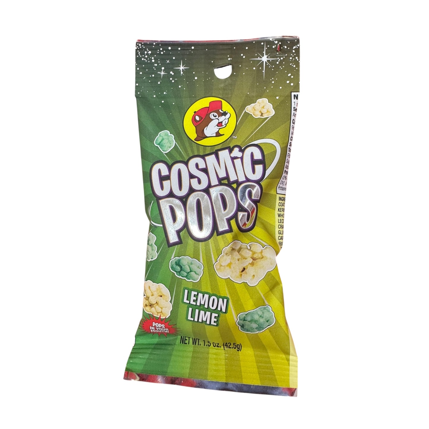 Buc-ee’s Cosmic Pops lemon-lime flavored lollipops