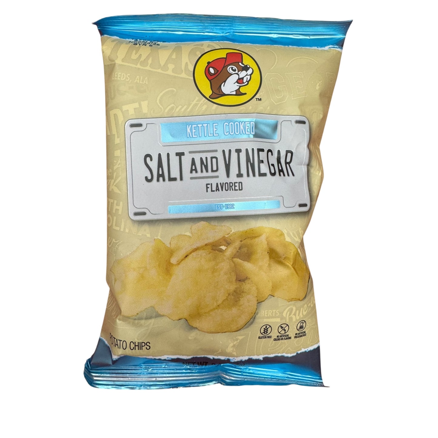 Buc-ee’s kettle cooked salt and vinegar potato chips bag