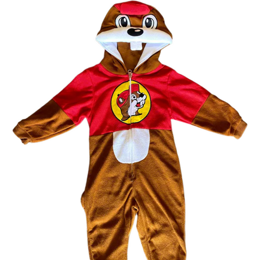 Authentic Buc-ee’s Beaver Onesie Pajama Jumpsuit – Unisex Cozy Loungewear with Beaver Face Hood and Tail, Available in Multiple Sizes