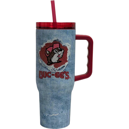 Buc-ee’s Denim Tumbler 40oz – Reusable Drink Cup for Hot & Cold Beverages