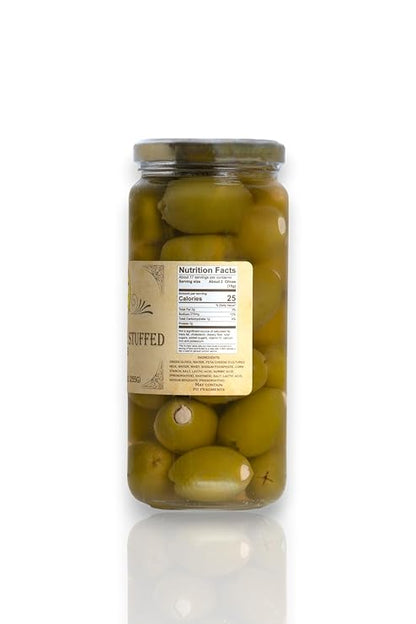 Buc-ee’s Stuffed Olives 9oz Jar – Gourmet Snack in Blue Cheese, Garlic, Feta & Jalapeño Flavors