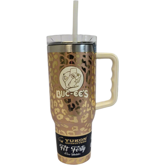 Buc-ee’s Gold Leopard Fit Forty 40oz Tumbler – Reusable, Hot & Cold Drink Cup