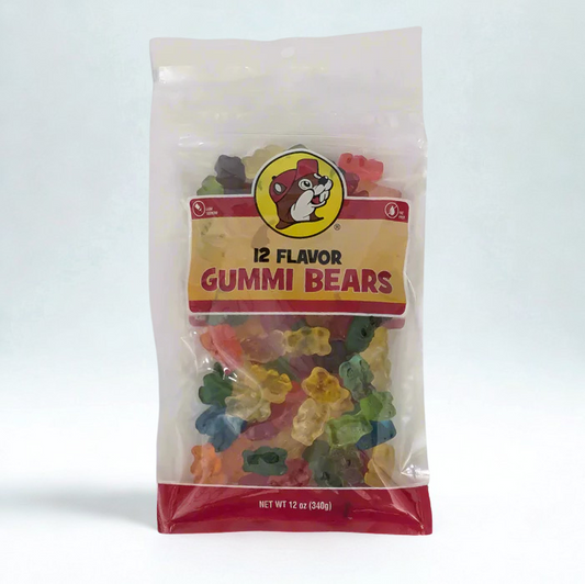 Colorful Buc-ee’s Fruity Gummi Bears – 12 Flavor Soft & Chewy Candy in Resealable Bag