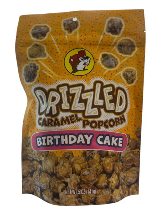 Buc-ee’s Birthday Cake Drizzled Caramel Popcorn in 5 oz Bag – Sweet Gourmet Snack with Colorful Sprinkles and Vanilla Drizzle