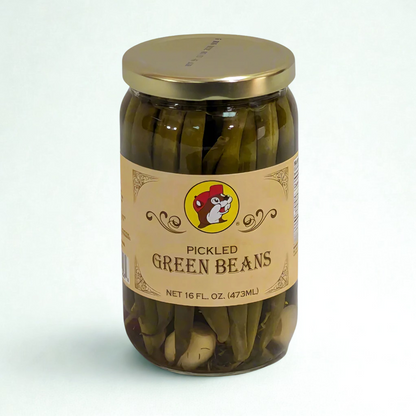 Buc-ee’s Pickled Green Beans – Crunchy, Tangy Gluten-Free Snack in 16 oz Glass Jar with Bold Texas Flavor