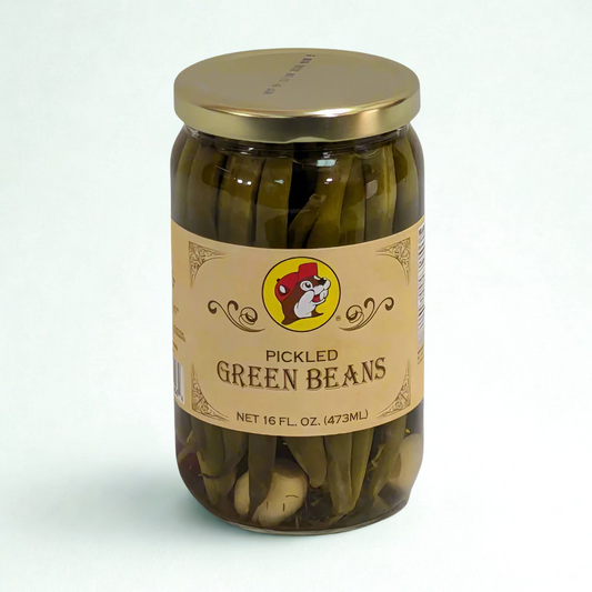 Buc-ee’s Pickled Green Beans – Crunchy, Tangy Gluten-Free Snack in 16 oz Glass Jar with Bold Texas Flavor