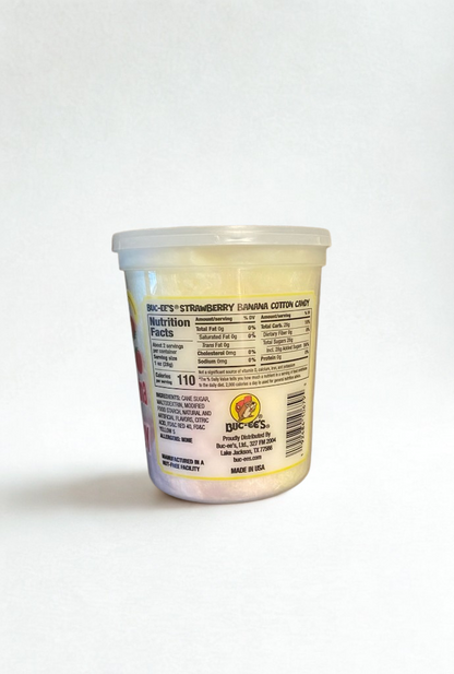 Buc-ee’s Cotton Candy – Sweet & Fluffy Sugar Snack in 2 oz Tub, 4 Fun Flavors: Watermelon, Grape, Classic & Strawberry Banana