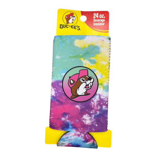 Buc-ee’s 24oz can koozie in tie-dye pattern