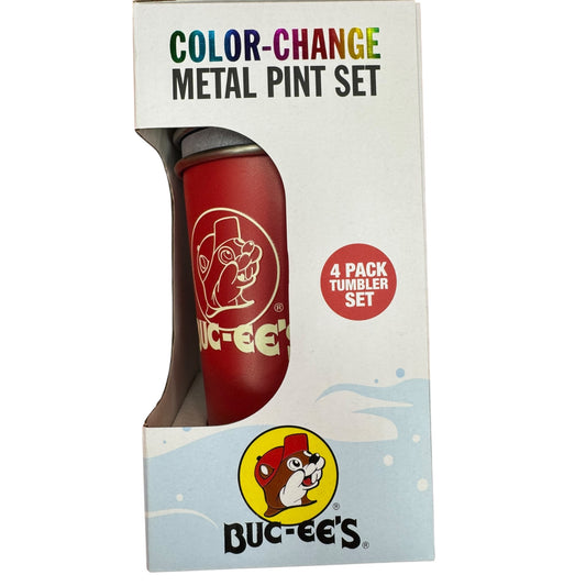 Buc-ee’s 4-pack color-changing metal pint set 16oz