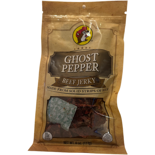 Buc-ee’s Ghost Pepper Beef Jerky 4oz package, spicy and bold meat snack