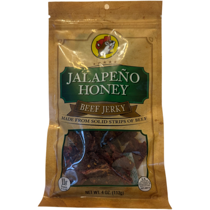 Buc-ees Jalapeno Honey Beef Jerky 4oz package sweet spicy meat snack