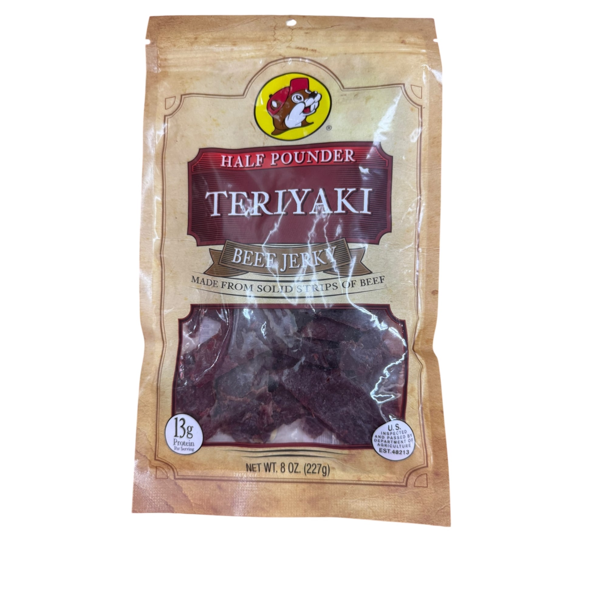 Buc-ees Teriyaki Beef Jerky 8oz package savory sweet meat snack