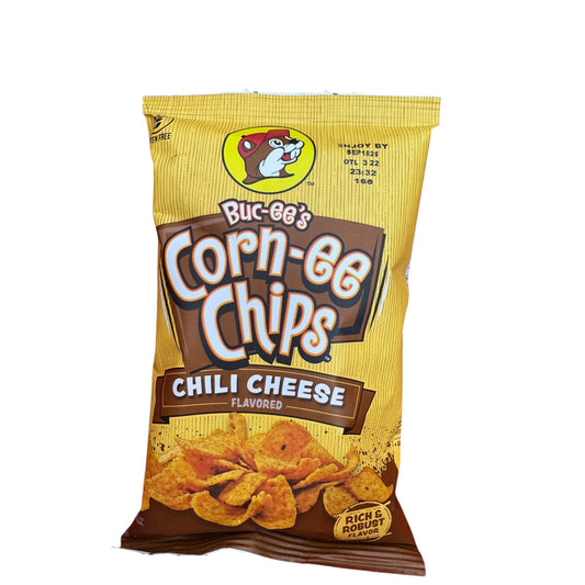 Buc-ee’s Corn-ee Chips chili cheese flavored 2.5oz bag