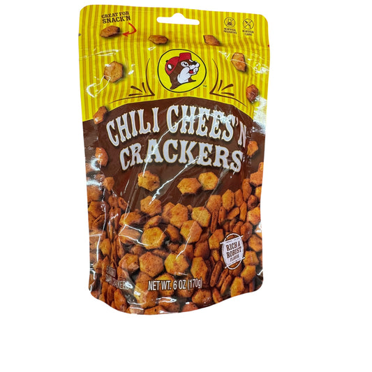 Buc-ees Chili Cheesn Crackers spicy cheesy crunchy snack bag