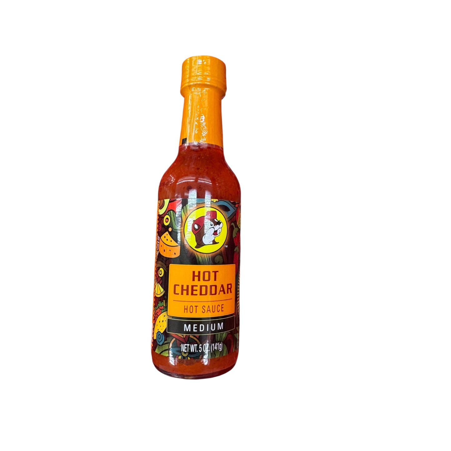 Buc-ee’s hot cheddar hot sauce bottle