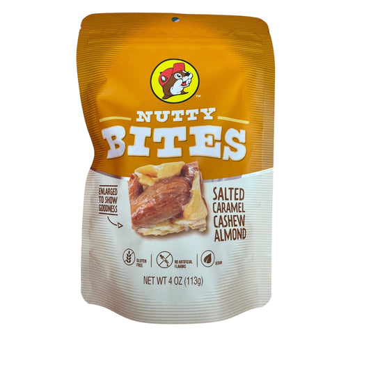 Buc-ee’s Nutty Bites salted caramel cashew and almond 4oz bag