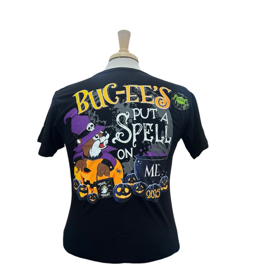 Buc-ee's "Put a Spell on Me" Halloween graphic t-shirt featuring Buc-ee the Beaver in a spooky fall design