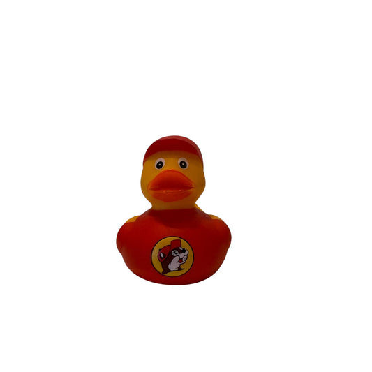 Buc-ees rubber duck collectible yellow bath toy with beaver logo