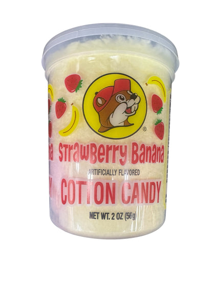 Buc-ee’s Cotton Candy – 2 oz Tub of Fluffy Strawberry Banana Sugar Snack