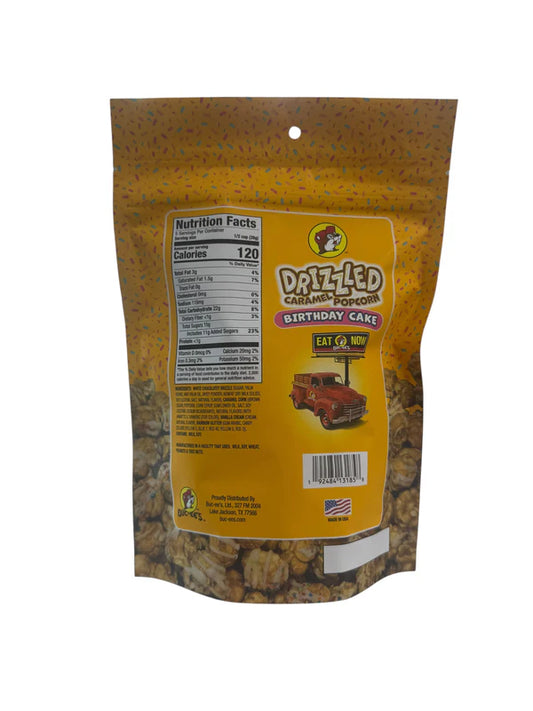 Buc-ee’s Drizzled Caramel Popcorn – 5oz Gourmet Snack Bag in Birthday Cake or Black & White Flavor